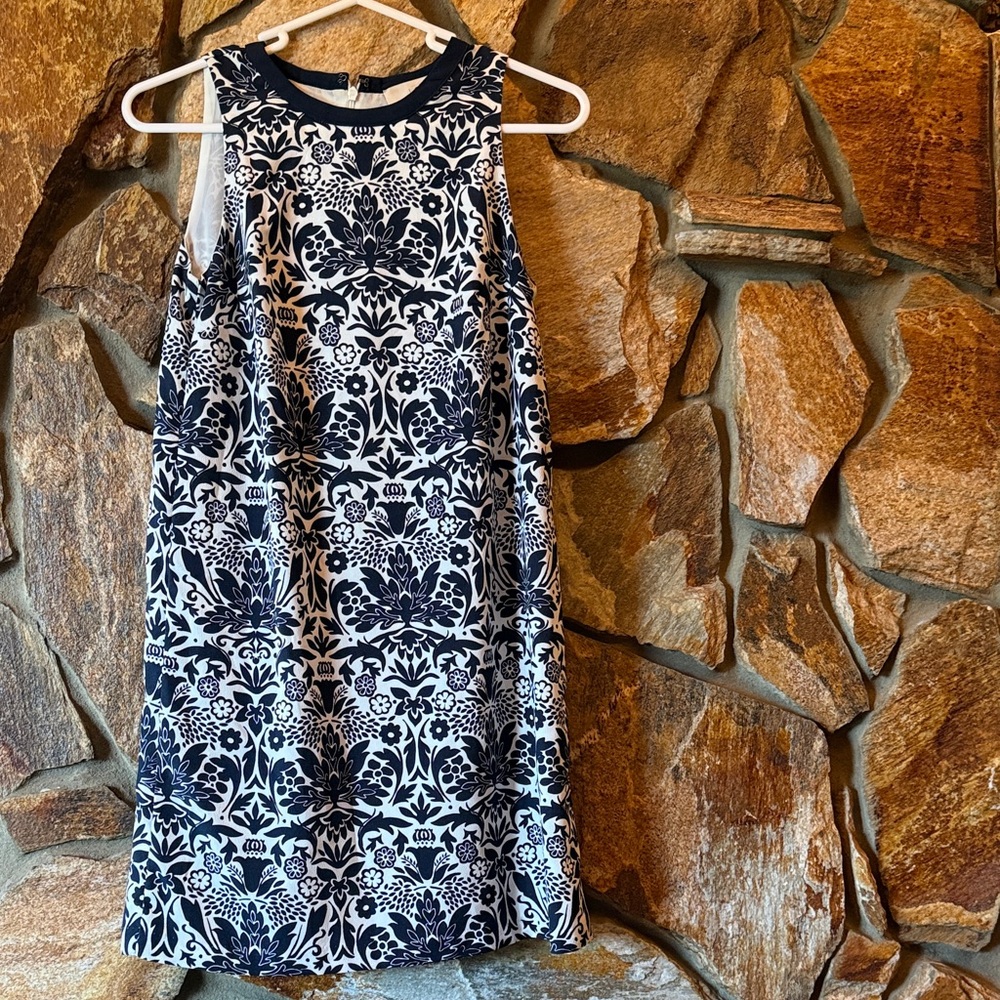 LOFT Black and Cream Patterned Top